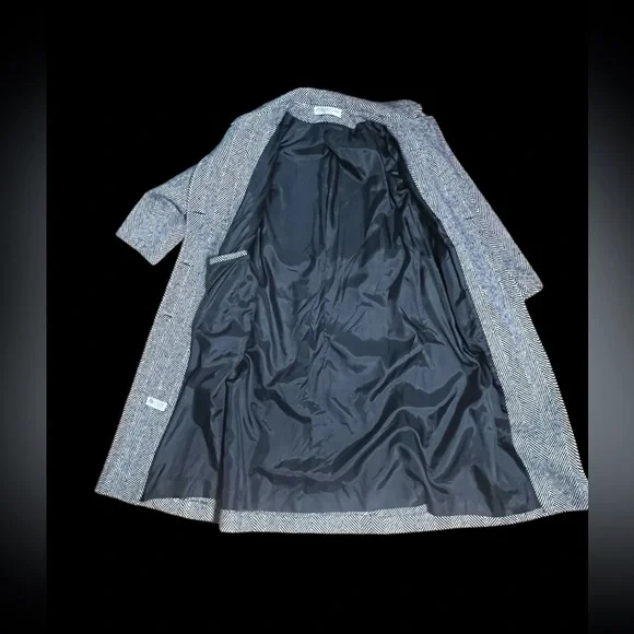 Vintage Alorna- Made in USA- Black and White Herringbone Double Breasted Coat - Picture 12 of 13